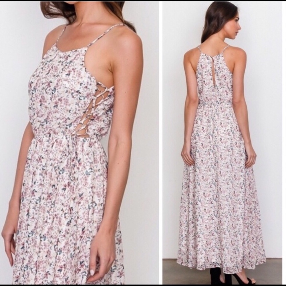 NWT Boutique Maxi Dress Spring Floral side ties